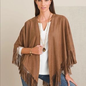 Chico’s Coated Faux-Suede Fringed Wrap